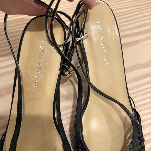 Colin Stuart Leather ankle strappy heel black 8 - Picture 6 of 13